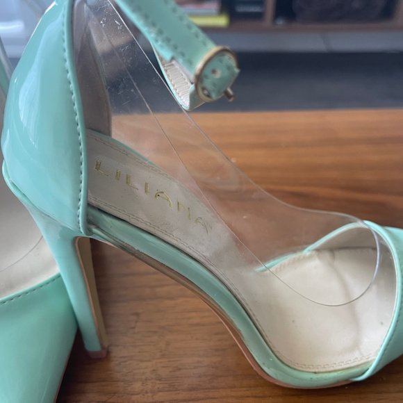 Mint/Clear stilleto heels - 4.5 inches - Picture 3 of 6